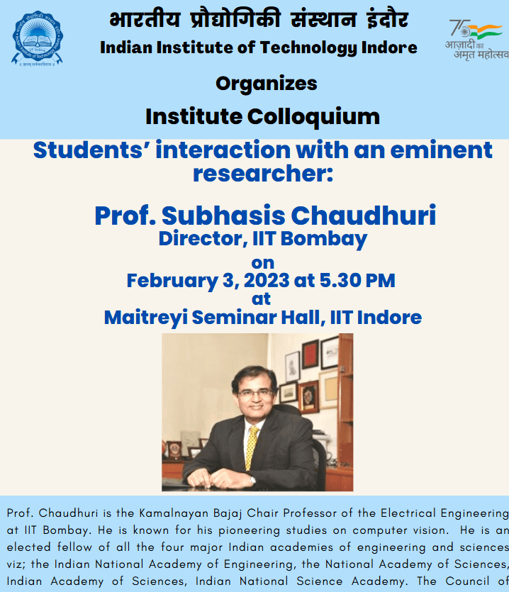 Prof. Subhasis Chaudhuri, FNAE, FNA, FASc, FNASc, Director, IIT Bombay